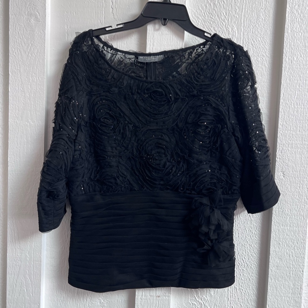 KM Collections by Milla Bell Embellished Top Blouse Sequins Size 16